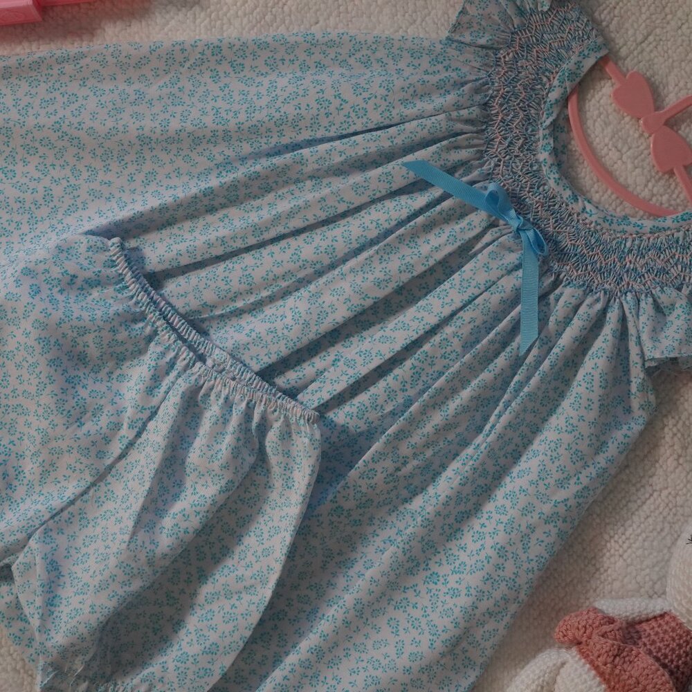 Blue Baby Bishop smoked floral Dress. Like new